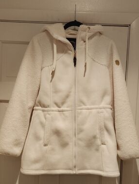 1 Madison Expedition Cream Hooded Teddy Jacket with Sherpa Trim And Lining